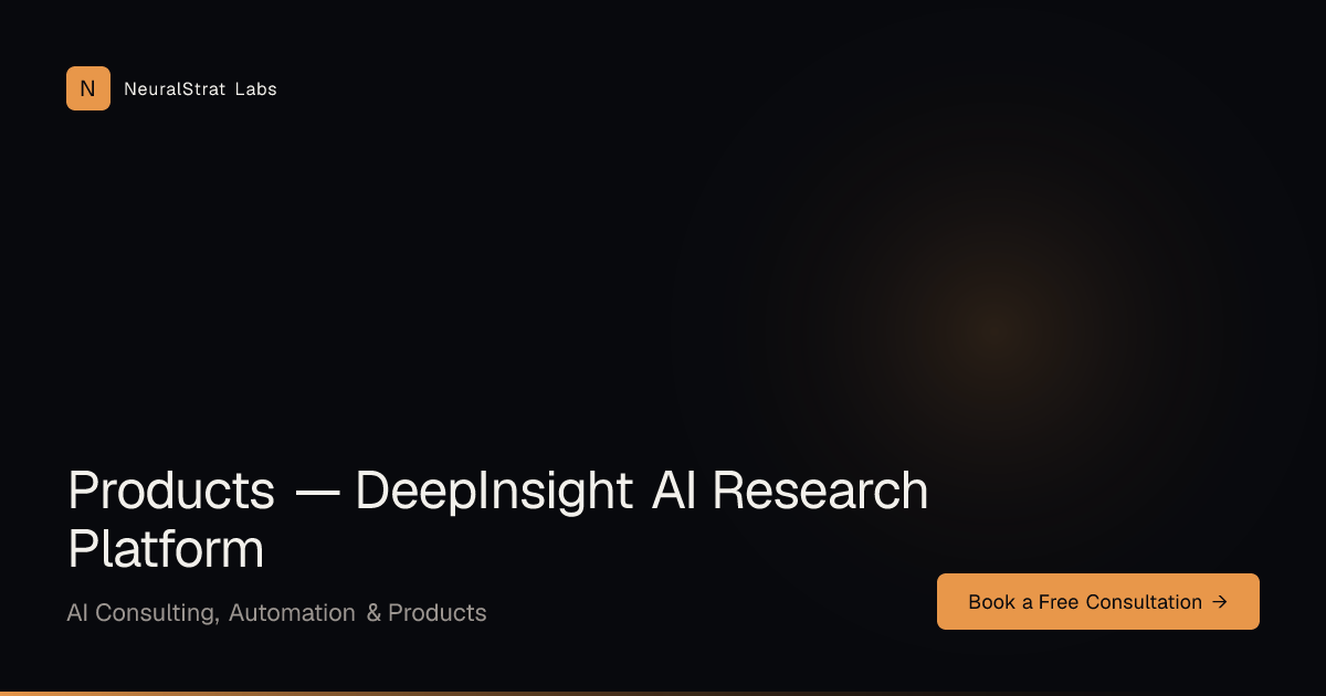 Products — DeepInsight AI Research Platform | NeuralStrat Labs
